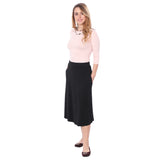 1926 Perfect A-Line Midi Skirt with Pockets Black Full Image Front