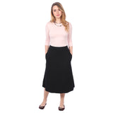 1926 Perfect A-Line Midi Skirt with Pockets Black Full Image Front2
