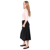 1926 Perfect A Line Midi Skirt with Pockets Black Left Side