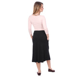 1926 Perfect A-Line Midi Skirt with Pockets Black Rear View