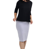 Lightweight Silky Fitted Knee-Length Pencil Skirt in Stretch Nylon