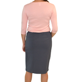 Lightweight Knee-Length Jersey Knit Pencil Skirt with Elastic Waist