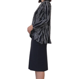 Long Sleeve Women's Printed Tunic Top with Handkerchief Hem