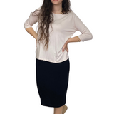 Soft Sweater Knit Mid-Calf Pencil Skirt with Slight Sheen