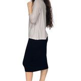 Soft Sweater Knit Mid-Calf Pencil Skirt with Slight Sheen