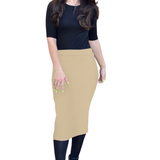 Mid-Calf Pencil Skirt in Cotton Spandex – No Slits
