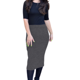 Mid-Calf Pencil Skirt in Cotton Spandex – No Slits