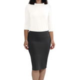 Lightweight Silky Fitted Knee-Length Pencil Skirt in Stretch Nylon