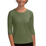Essential 3/4 Sleeve Modest Crew Neckline Shell - Versatile Layering Top