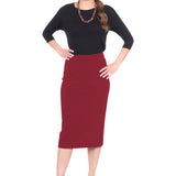 Mid-Calf Pencil Skirt in Cotton Spandex – No Slits