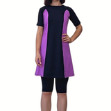 Modest Two-Piece Swim Dress Set - Elbow Sleeves with Knee-Length Leggings | UPF Protection