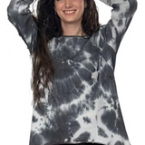 Plus Size Long Sleeve Relaxed Fit Tie-Dye Waffle Tunic