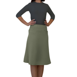 Sporty A-Line Cotton Spandex French Terry Skirt – Knee Length