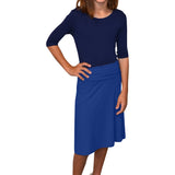 Girls A-Line Midi Skirt with Adjustable Fold-Over Waist