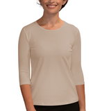 Essential 3/4 Sleeve Modest Crew Neckline Shell - Versatile Layering Top