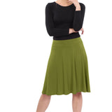 Knee Length A-Line Skater Skirt with Full Elastic Waist