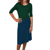 Girls A-Line Midi Skirt with Adjustable Fold-Over Waist