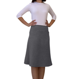 Sporty A-Line Cotton Spandex French Terry Skirt – Knee Length
