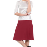 Knee Length A-Line Skater Skirt with Full Elastic Waist