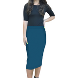 Mid-Calf Pencil Skirt in Cotton Spandex – No Slits