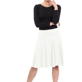 Knee Length A-Line Skater Skirt with Full Elastic Waist