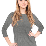 3/4 Sleeve Curved Hem Tunic Top - Breathable Viscose Spandex