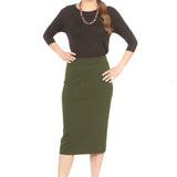 Mid-Calf Pencil Skirt in Cotton Spandex – No Slits