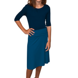 Girls A-Line Midi Skirt with Adjustable Fold-Over Waist