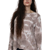 Plus Size Long Sleeve Relaxed Fit Tie-Dye Waffle Tunic