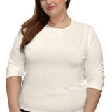 Essential 3/4 Sleeve Modest Crew Neckline Shell - Versatile Layering Top