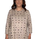 Plus Size Modest Handkerchief Tunic Top - 3/4 Sleeve Comfort Flow Design