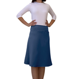 Sporty A-Line Cotton Spandex French Terry Skirt – Knee Length