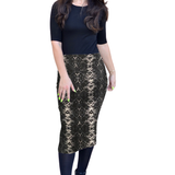 Mid-Calf Pencil Skirt in Cotton Spandex – No Slits