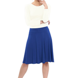 Knee Length A-Line Skater Skirt with Full Elastic Waist