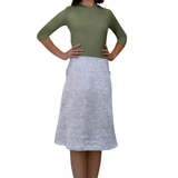 Sporty A-Line Cotton Spandex French Terry Skirt – Knee Length