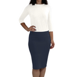 Lightweight Silky Fitted Knee-Length Pencil Skirt in Stretch Nylon