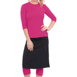 Modest Swim and Sports Midi Skirt with Attached Leggings - UPF 50 Protection