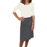 Girls A-Line Midi Skirt with Adjustable Fold-Over Waist