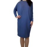 Batwing Long Sleeve Casual Comfort Midi Dress with Pockets