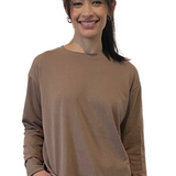 French Terry Cotton Blend Crew Neck Sweatshirt with Long Sleeves