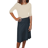 Girls A-Line Midi Skirt with Adjustable Fold-Over Waist