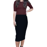 Mid-Calf Pencil Skirt in Cotton Spandex – No Slits