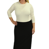 Plus Size Mid-Calf Pencil Skirt in Cotton Spandex