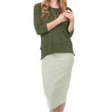 Mid-Calf Pencil Skirt in Cotton Spandex – No Slits