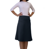 Sporty A-Line Cotton Spandex French Terry Skirt – Knee Length