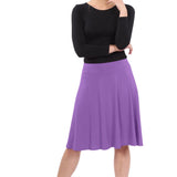 Knee Length A-Line Skater Skirt with Full Elastic Waist