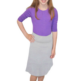 Girls Sporty A-Line Stretch Cotton Spandex Skirt – Knee Length