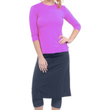 Modest Swim and Sports Midi Skirt with Attached Leggings - UPF 50 Protection