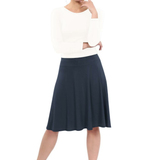 Knee Length A-Line Skater Skirt with Full Elastic Waist