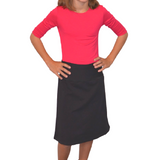 Girls Sporty A-Line Stretch Cotton Spandex Skirt – Knee Length